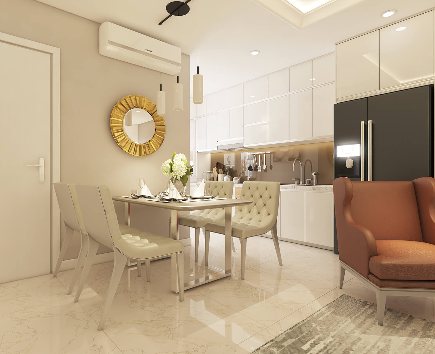 Phòng khách và bếp